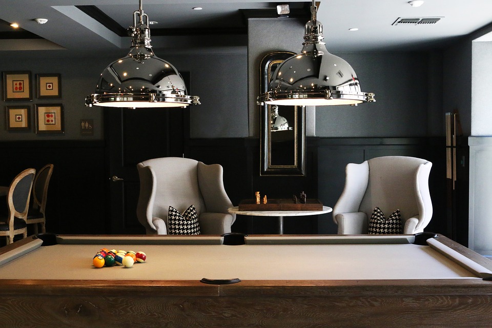 entertainment room with a billiard table