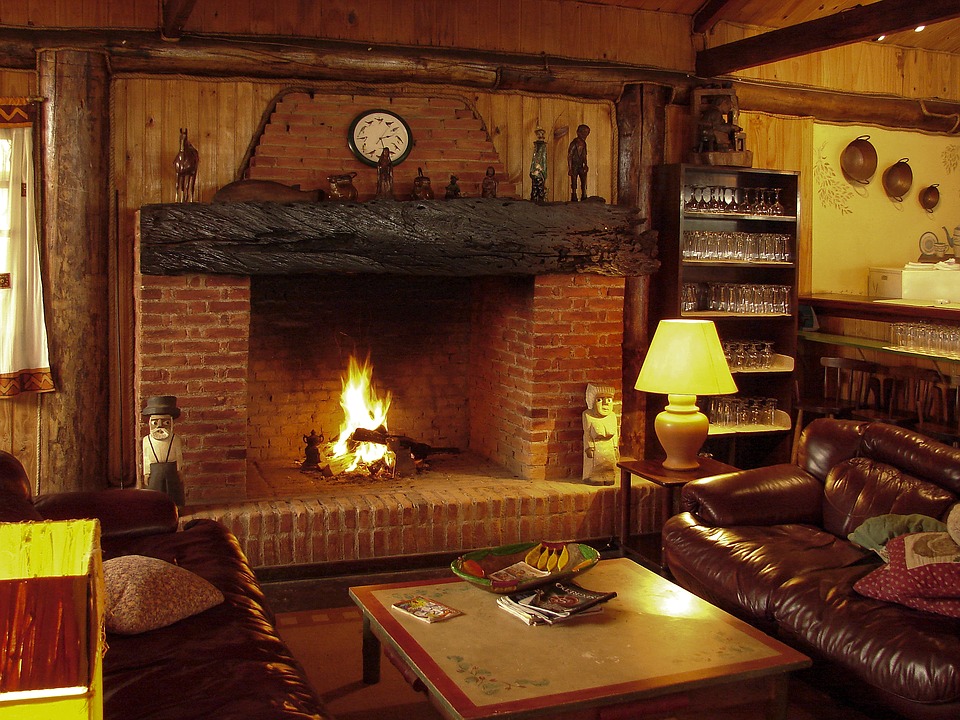 living room with a fire place
